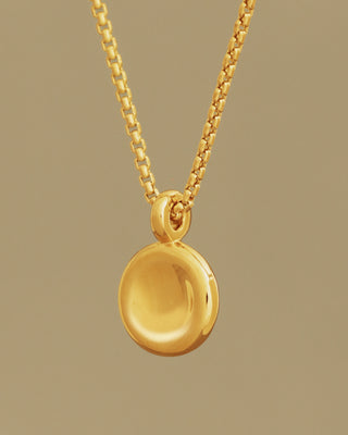 Button Grand pendant on round box chain by George Rings solid 18k gold circle charm pendant necklace