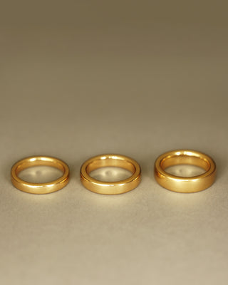 Comparison of Essential Band and Essential Band Mid and Essential Band Grand by George Rings solid 18K yellow gold wedding band modern heavy band
