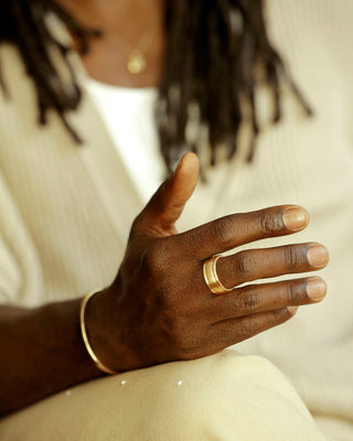 Soho triple decker band by george rings stacked trio ring wedding ring mens wedding band solid 18k gold