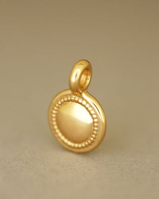 Aurora Pendant by George Rings solid 18K yellow gold round pendant beaded charm necklace