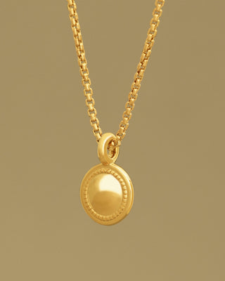Aurora Pendant by George Rings solid 18K yellow gold round pendant beaded charm necklace