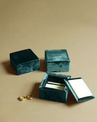 Bedside Ring Box | Deep Blue-Green Italian Silk Velvet