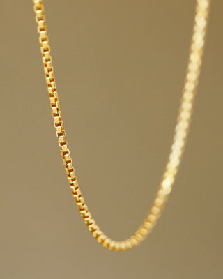 Round Box Chain Solid 14K yellow gold