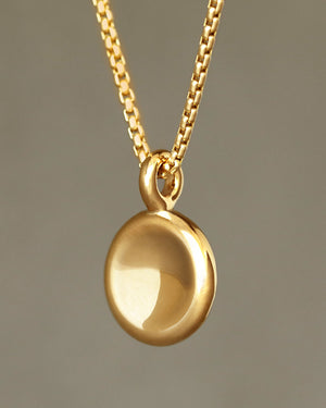 Button Grand pendant on round box chain by George Rings solid 18k gold circle charm pendant necklace