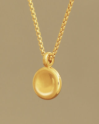 Button Grand pendant on round box chain by George Rings solid 18k gold circle charm pendant necklace