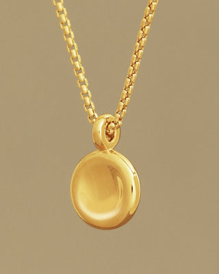 Button Grand pendant on round box chain by George Rings solid 18k gold circle charm pendant necklace