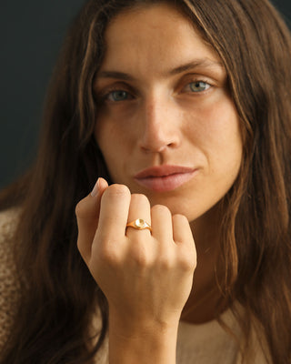 Button Ring by George Rings. Solid 18K yellow gold signet style ring. Not hollow. 