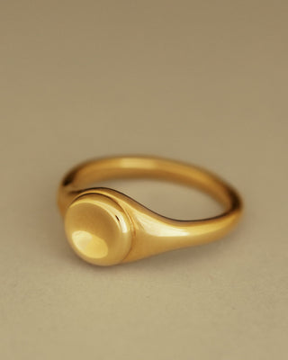 Button Ring by George Rings. Solid 18K yellow gold signet style ring. Not hollow. 