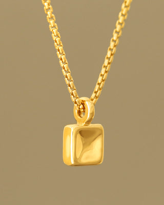 chubby square pendant by george rings solid 18k gold nugget charm on round box chain