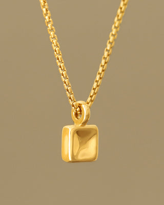 chubby square pendant by george rings solid 18k gold nugget charm on round box chain