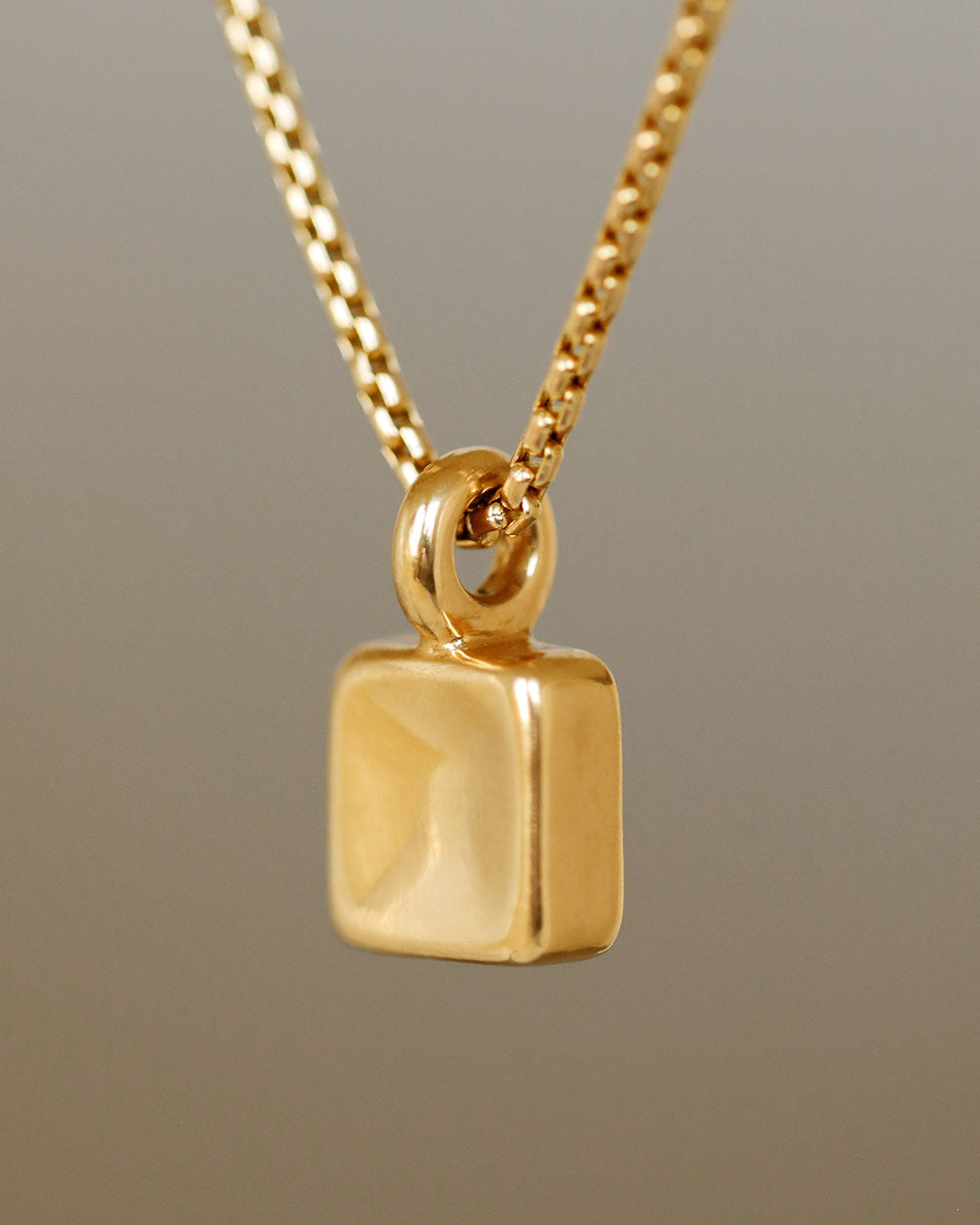chubby square pendant by george rings solid 18k gold nugget charm on round box chain