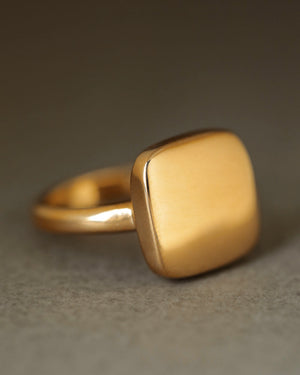 Cushion Ring by George Rings rounded square gold solitaire 18k yellow gold