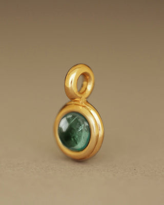 Duchess Pendant blue green tourmaline cabochon solid 18k yellow gold round pendant George Rings