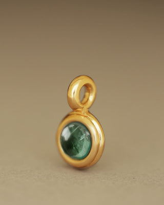 Duchess Pendant blue green tourmaline cabochon solid 18k yellow gold round pendant George Rings