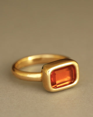 empire ring by george rings padparadscha solitaire in solid 18k gold rectangle engagement ring
