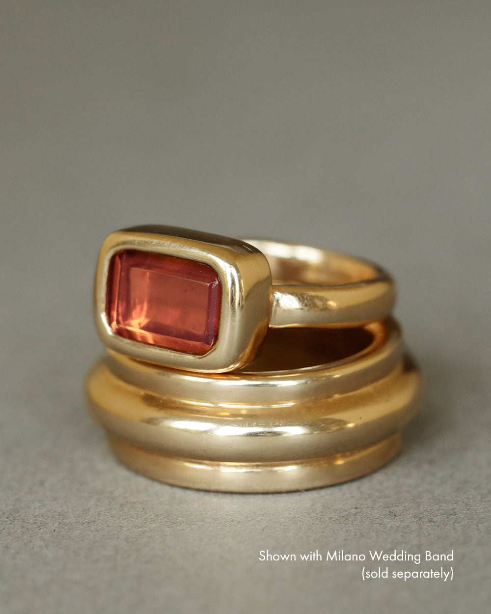 empire ring by george rings padparadscha solitaire in solid 18k gold rectangle engagement ring