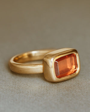 empire ring by george rings padparadscha solitaire in solid 18k gold rectangle engagement ring