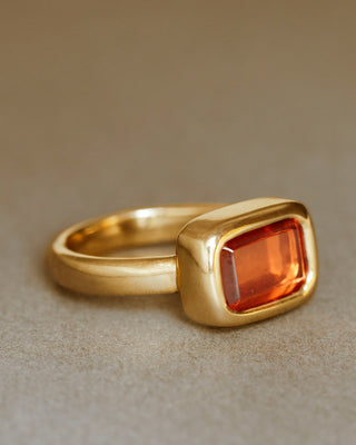 empire ring by george rings padparadscha solitaire in solid 18k gold rectangle engagement ring