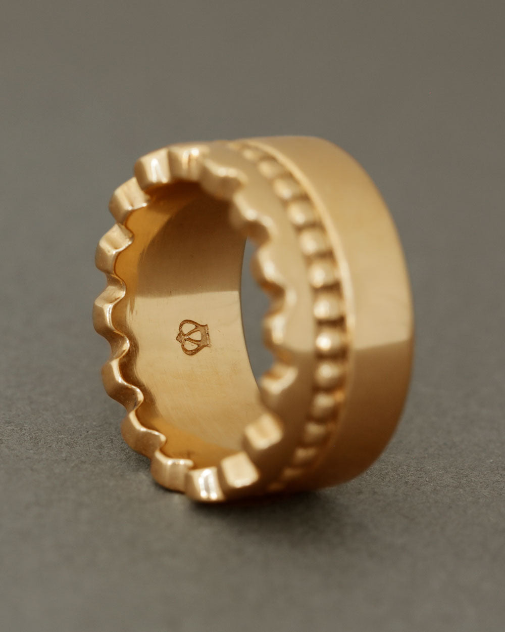The Crown Ring by George Rings solid 18k gold cast band with beading