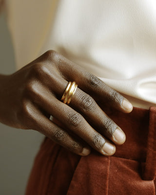 Milano wedding band by George rings solid 18K yellow gold mens large gold ring.psdc