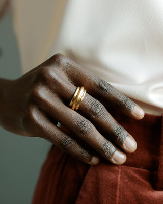 Milano Wedding Band stacked trio band George Rings solid 18k gold