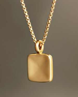 Piazza Pendant square gold charm necklace round box chain solid 18k gold