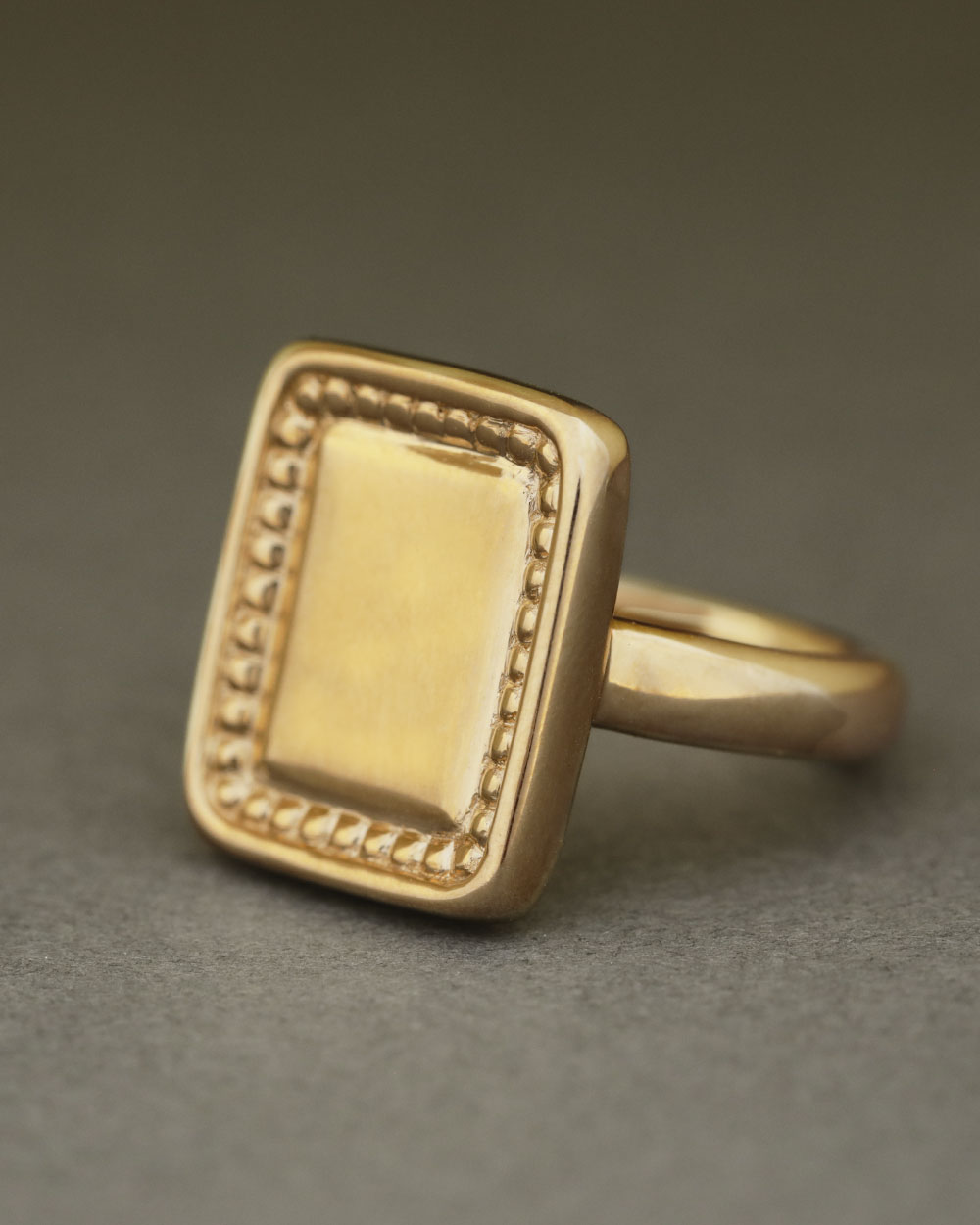 Roman Tablet Ring by George Rings solid 18k gold rectangle beaded ring