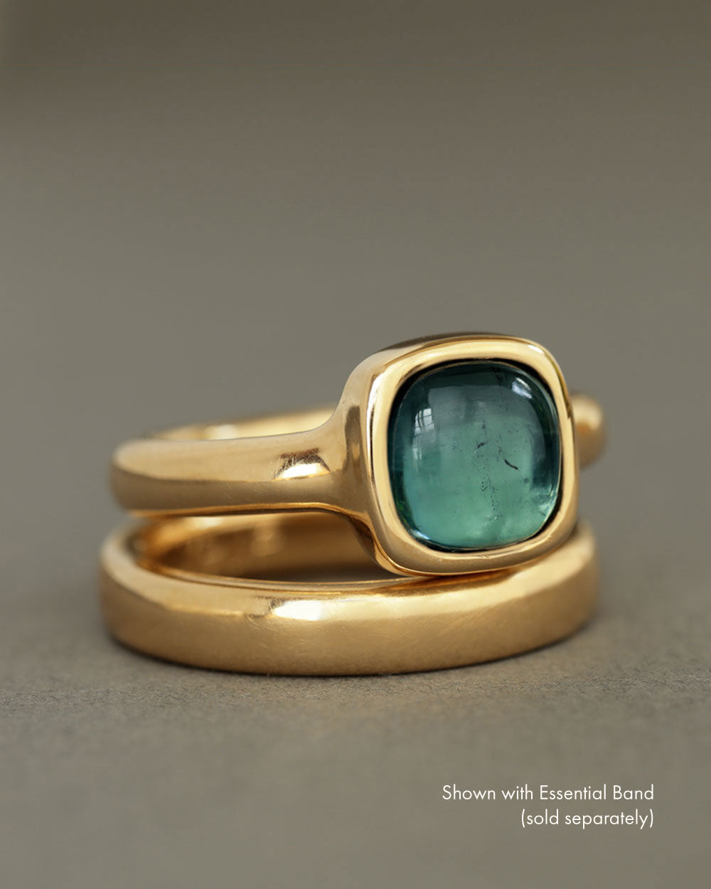 Sophia Ring by George Rings blue green tourmaline cushion cut cabochon solitaire ring in solid 18k gold