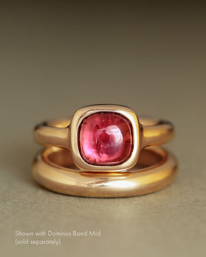 Sophia Pink Tourmaline Solitaire Ring set in Solid 18k Gold by George Rings hot pink square cabochon