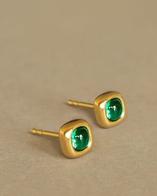 sovereign studs by george rings emerald earrings cabochon colombian emerald solid 18k gold
