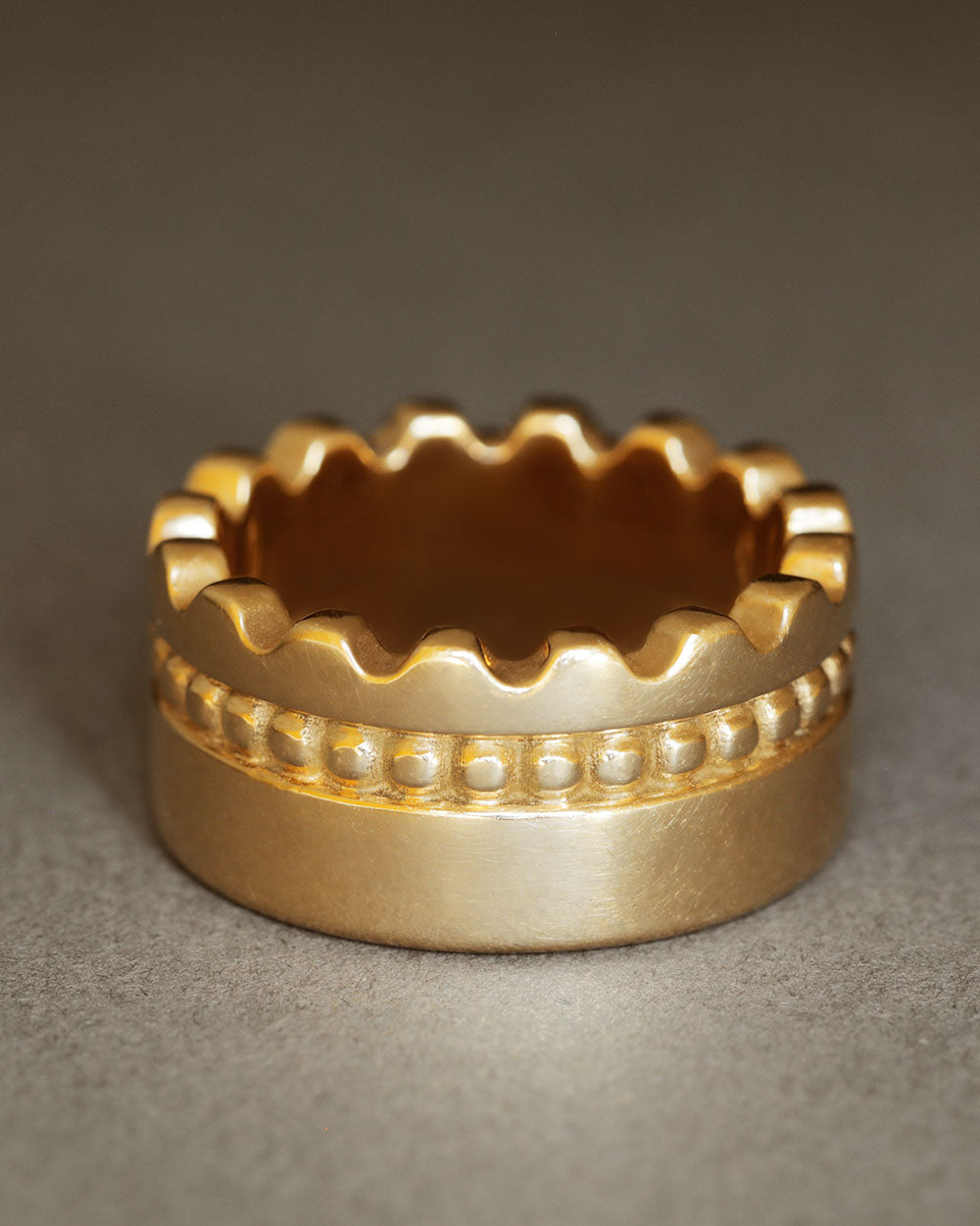 The Crown Ring by George Rings solid 18k gold cast band with beading