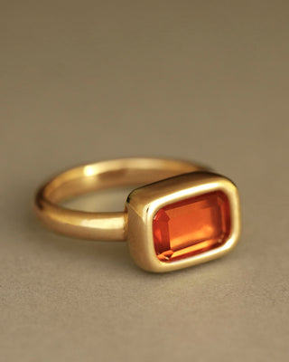 empire ring by george rings padparadscha solitaire in solid 18k gold rectangle engagement ring