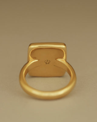 Uffizi Gallery Ring by George Rings solid 18k gold picture frame ring with blue green tourmaline